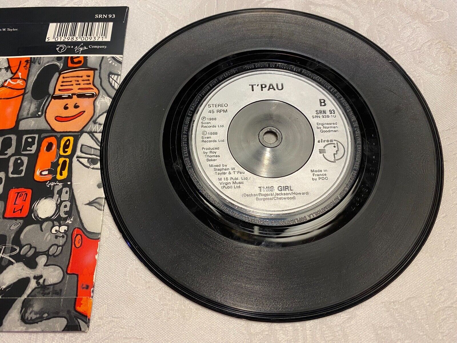 T´PAU "SECRET GARDEN / THIS GIRL" 1988 SIREN RECORDS FRANCE SRN 93 RARE VINYL 7"