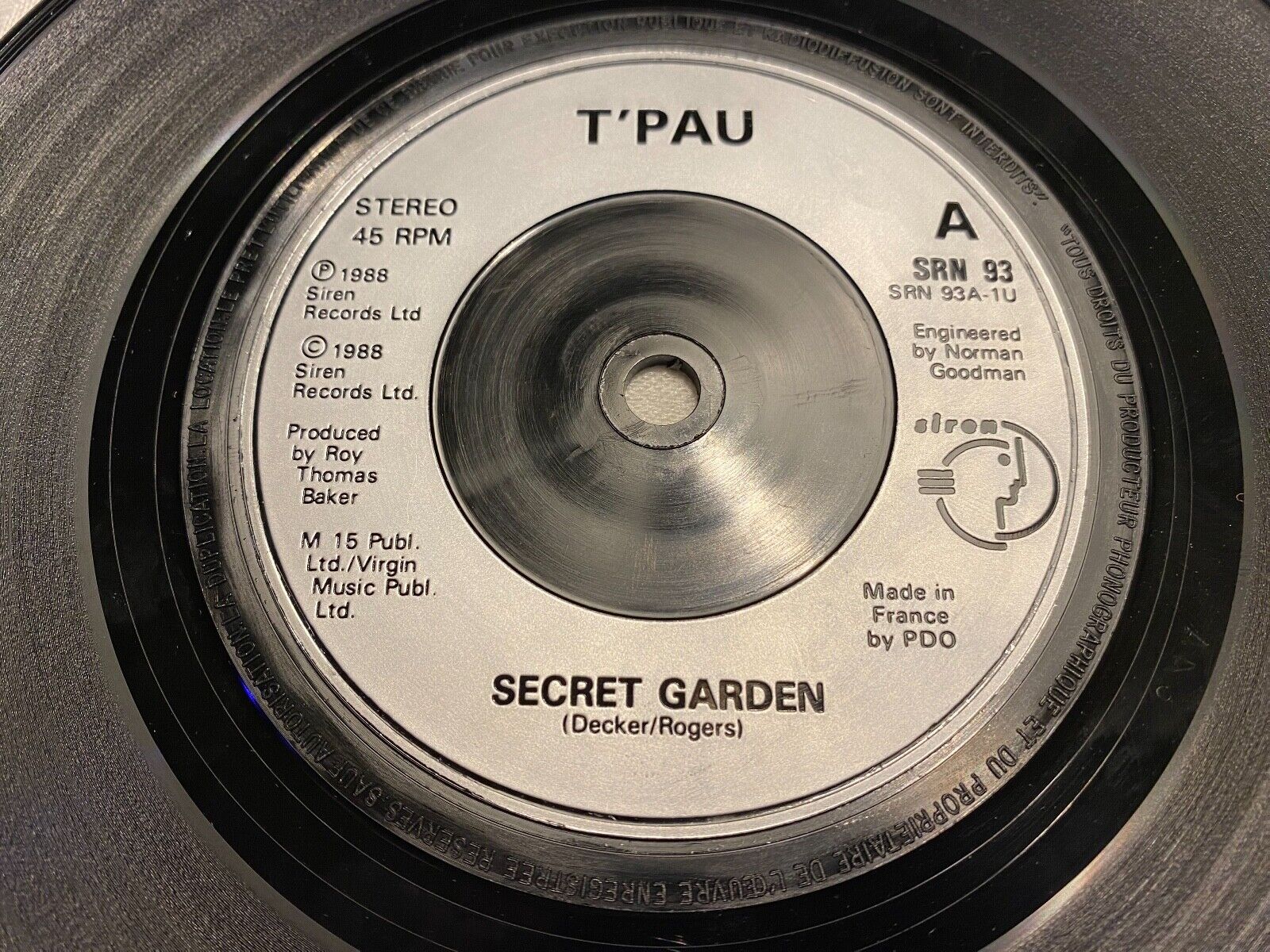 T´PAU "SECRET GARDEN / THIS GIRL" 1988 SIREN RECORDS FRANCE SRN 93 RARE VINYL 7"