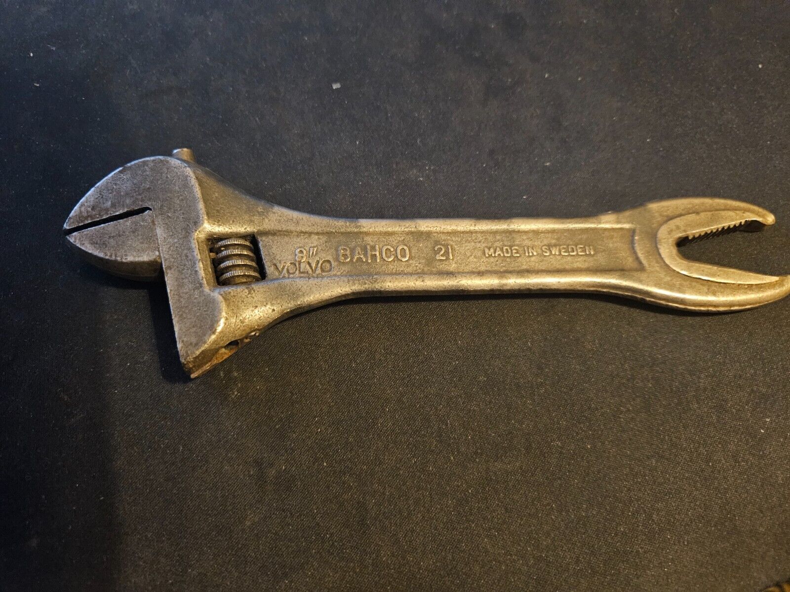 Nice Rare Antique 8" Bahco 21 Adjustable Wrench marked Volvo