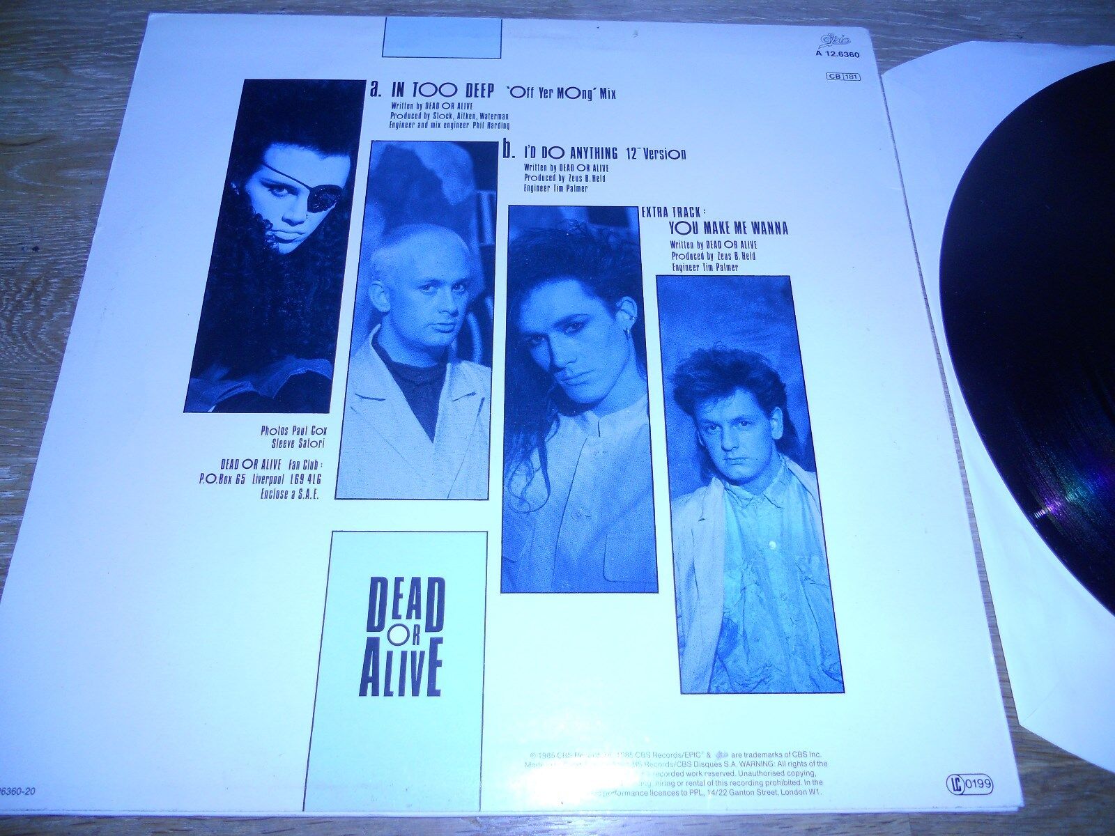 DEAD OR ALIVE "IN TOO DEEP / I´D DO ANYTHING" 3 REMIXES 1985 EPIC RECORDS DUTCH*