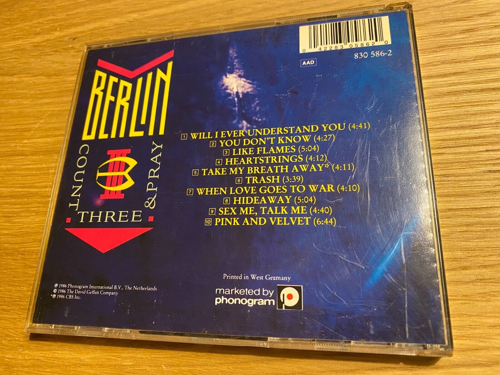 BERLIN "COUNT THREE  PRAY" 1986 CD ALBUM 10 TRACK MERCURY RECORDS 1 PRESS GEMA