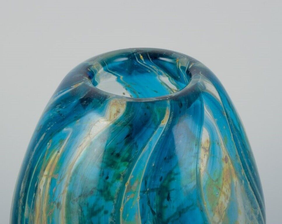 Italian glass artist unique art glass vase in modernist design  Circa 1980s