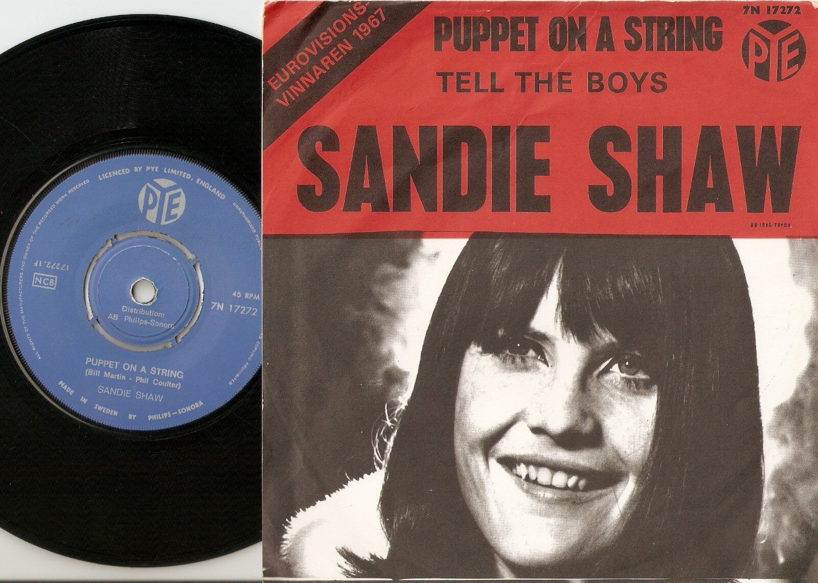 SANDIE SHAW PUPPET ON A STRING  TELL THE BOYS SWEDISH 45+PS 1967 GIRL MOD BEAT