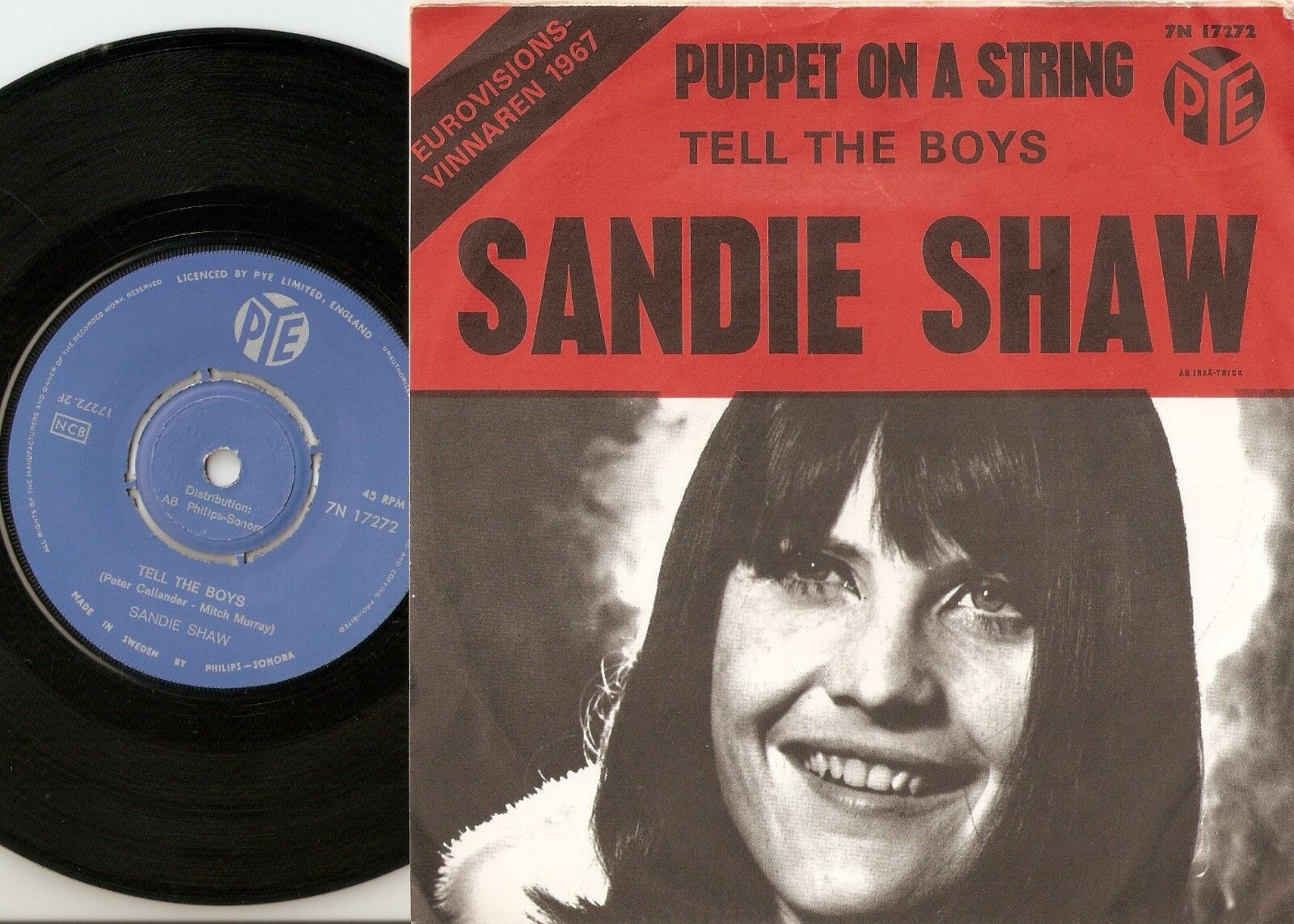 SANDIE SHAW PUPPET ON A STRING  TELL THE BOYS SWEDISH 45+PS 1967 GIRL MOD BEAT