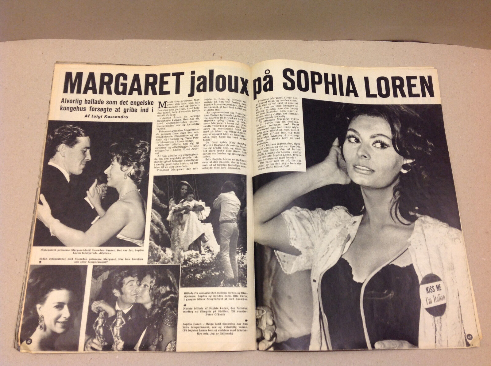 PRINCESS MARGARET LORD SNOWDON SOPHIA LOREN SCANDAL VINTAGE Danish Magazine 1970