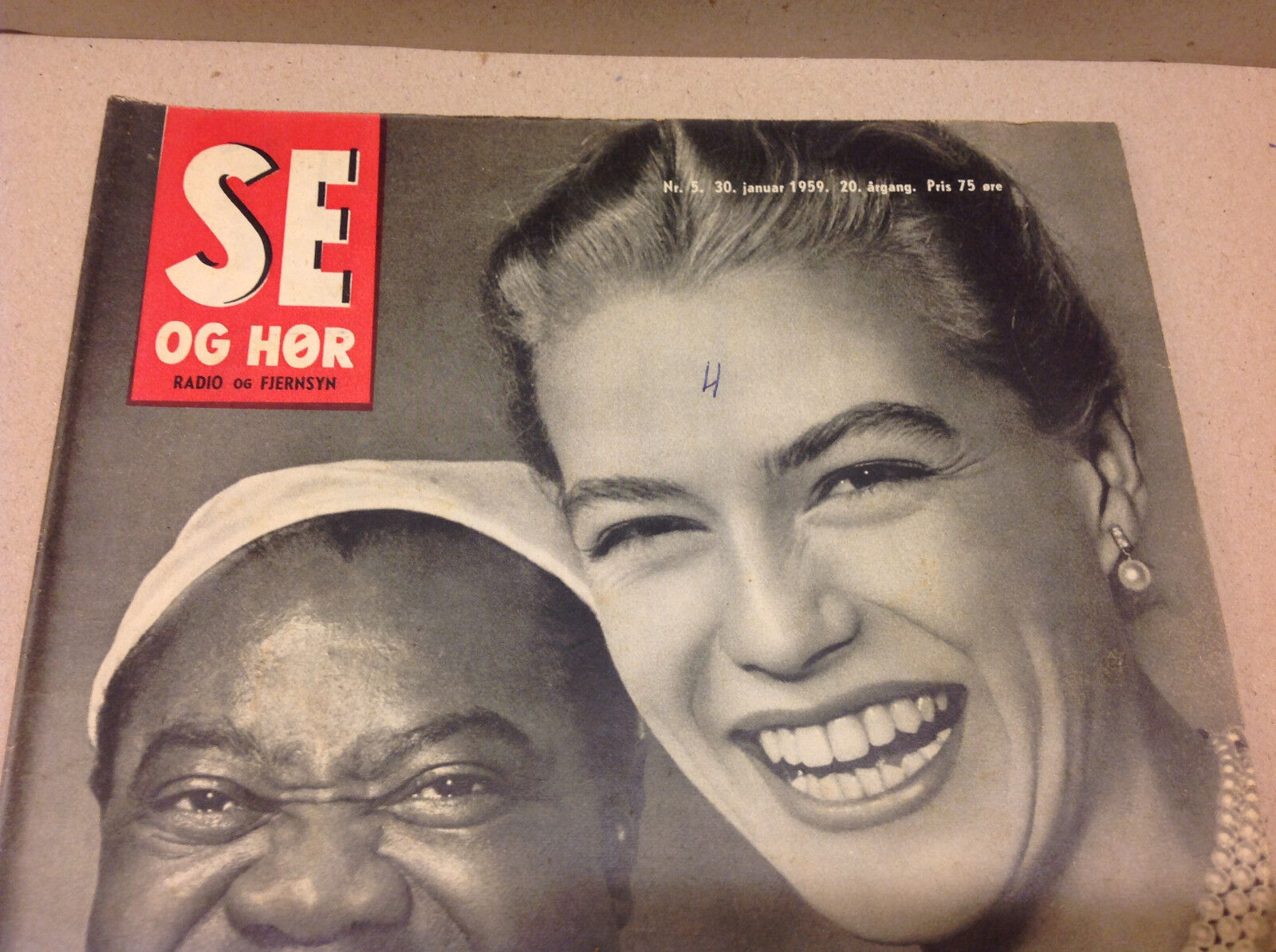 LOUIS ARMSTRONG JAZZ PLAYER NINA COPENHAGEN VISIT VINTAGE Danish Magazine 1959