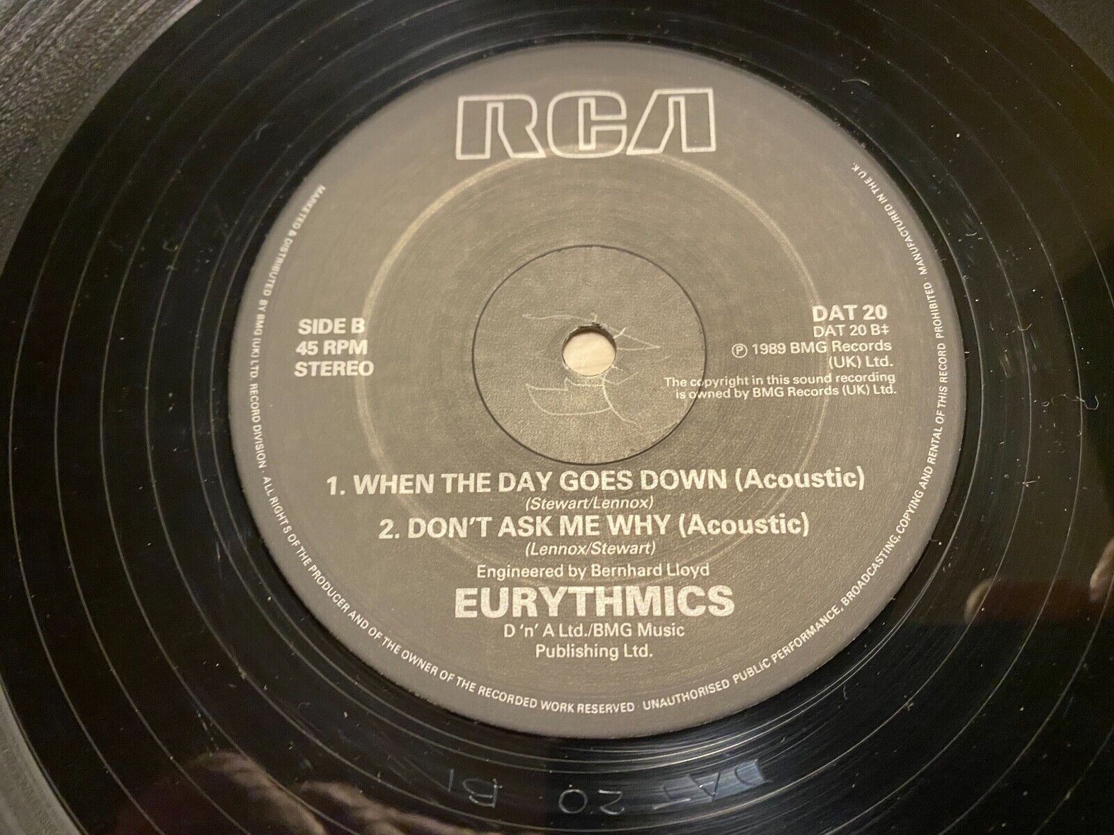 EURYTHMICS "DON´T ASK ME WHY / RICH GIRL" UK PRESSED 12" 1989 RCA RECORDS RARE