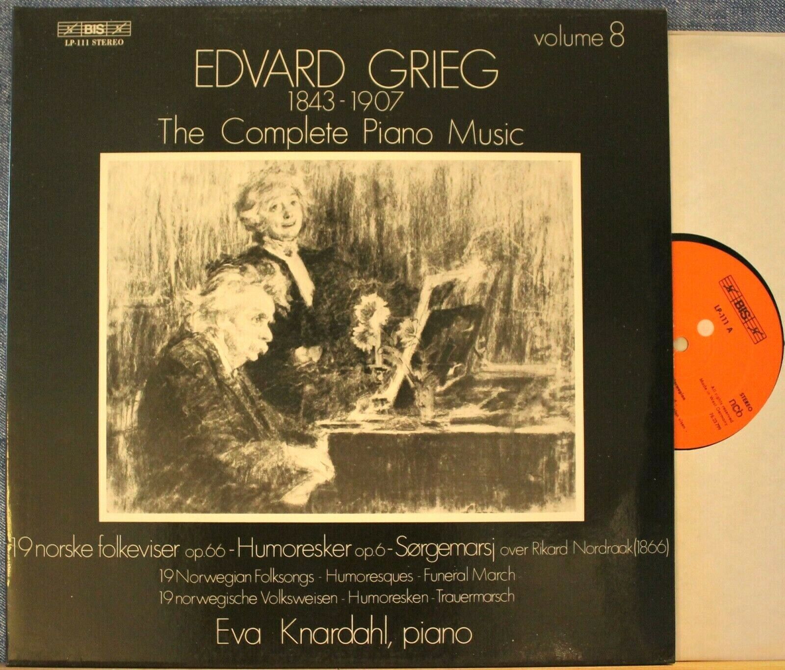 Knardahl Grieg vol 8 (Norwegian Folksongs; Humoresques; etc) BIS LP-111 NM