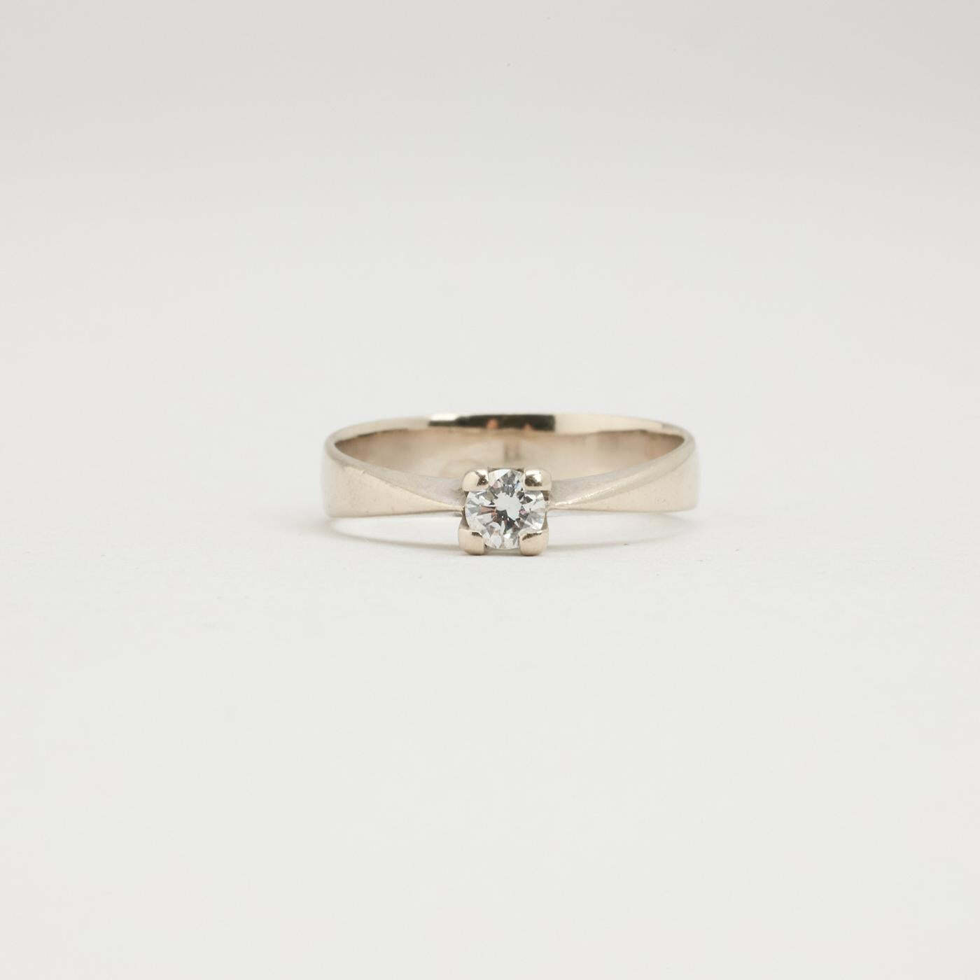 Ring with diamond (021 ct) in 14K White gold size 7¼ | Solid Gold