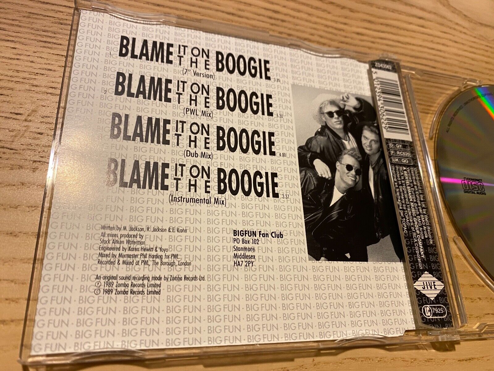 BIG FUN "BLAME IT ON THE BOOGIE" 1989 CD SINGLE JIVE ZOMBA RECORDS 4 TRACKS PWL*