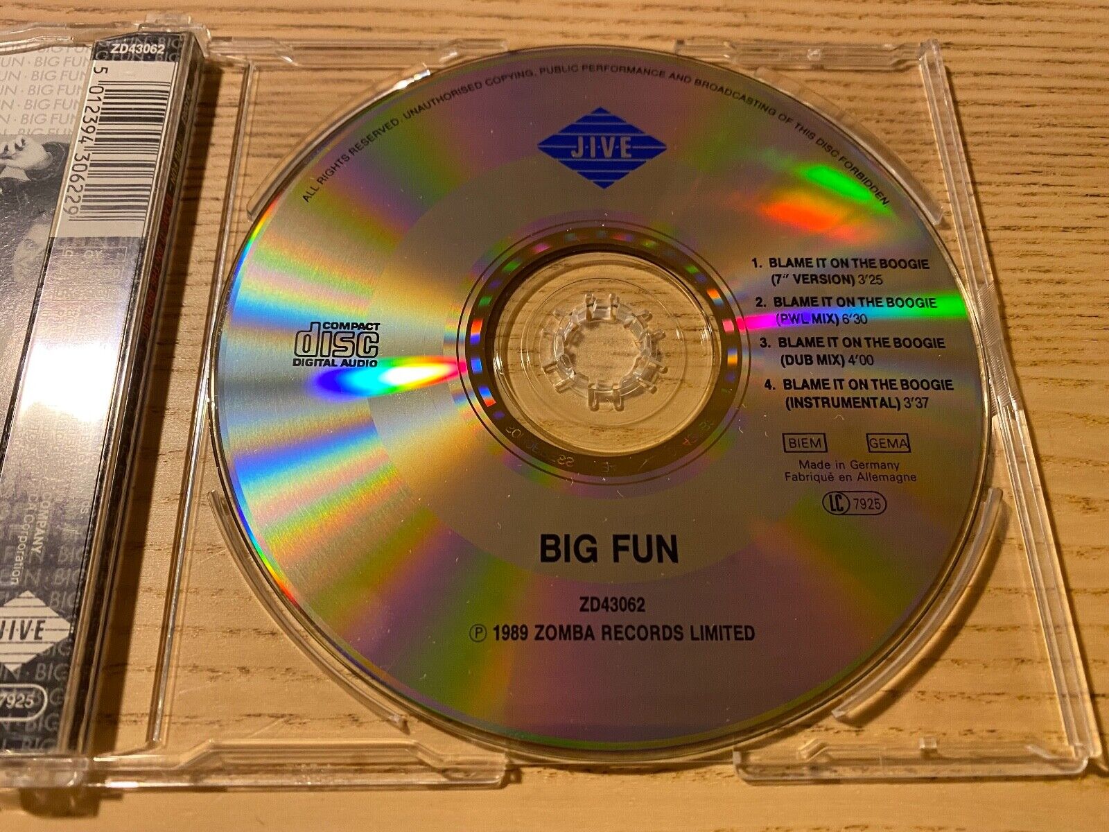 BIG FUN "BLAME IT ON THE BOOGIE" 1989 CD SINGLE JIVE ZOMBA RECORDS 4 TRACKS PWL*