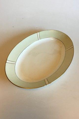 Bing  Grondahl Oval dish No 14 Pattern with green decoration with gold in shape