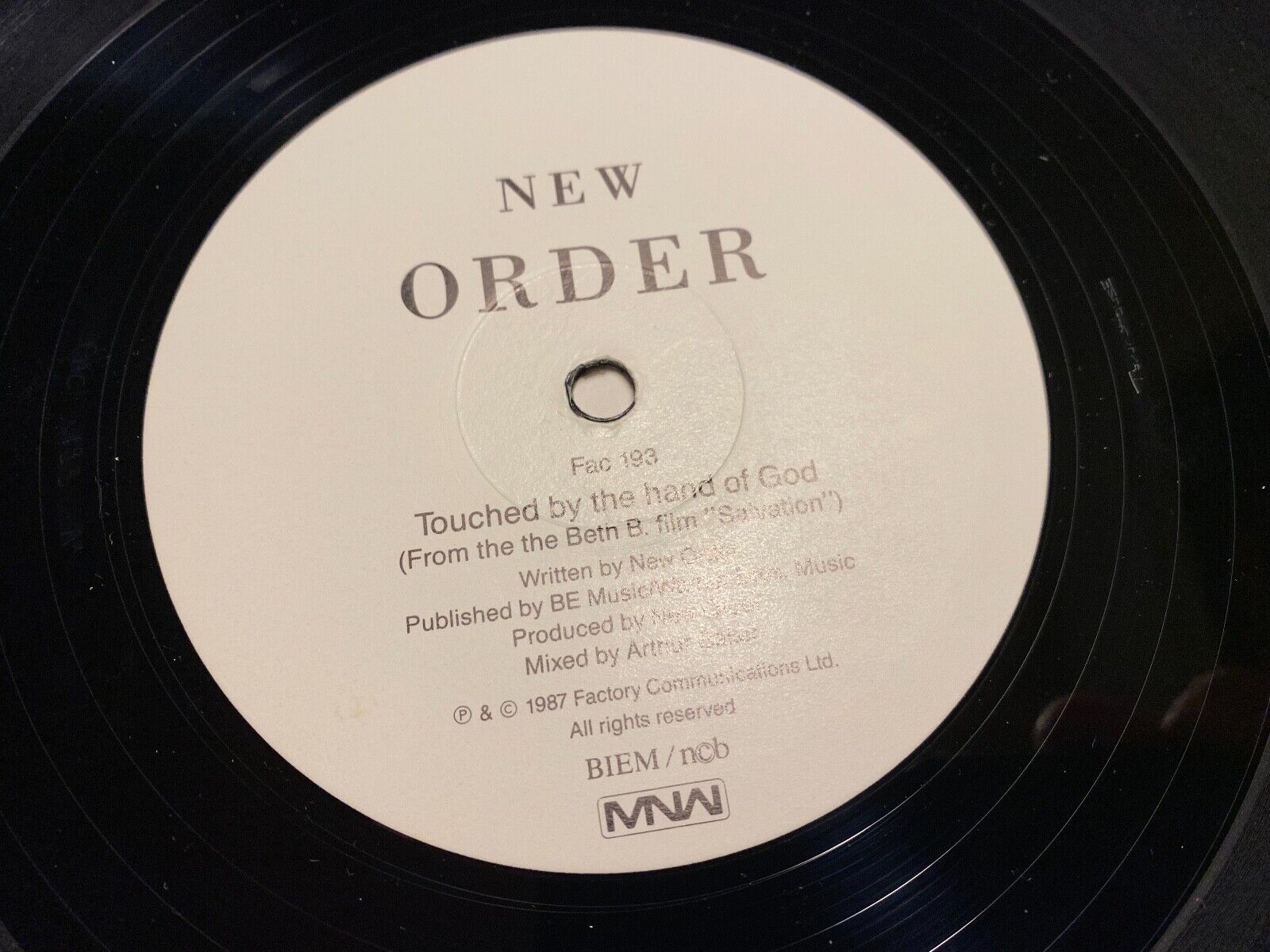 NEW ORDER "TOUCHED BY THE HANDS OF GOD" EXTENDED REMIX 1987 FACTORY RECORDS NCB*