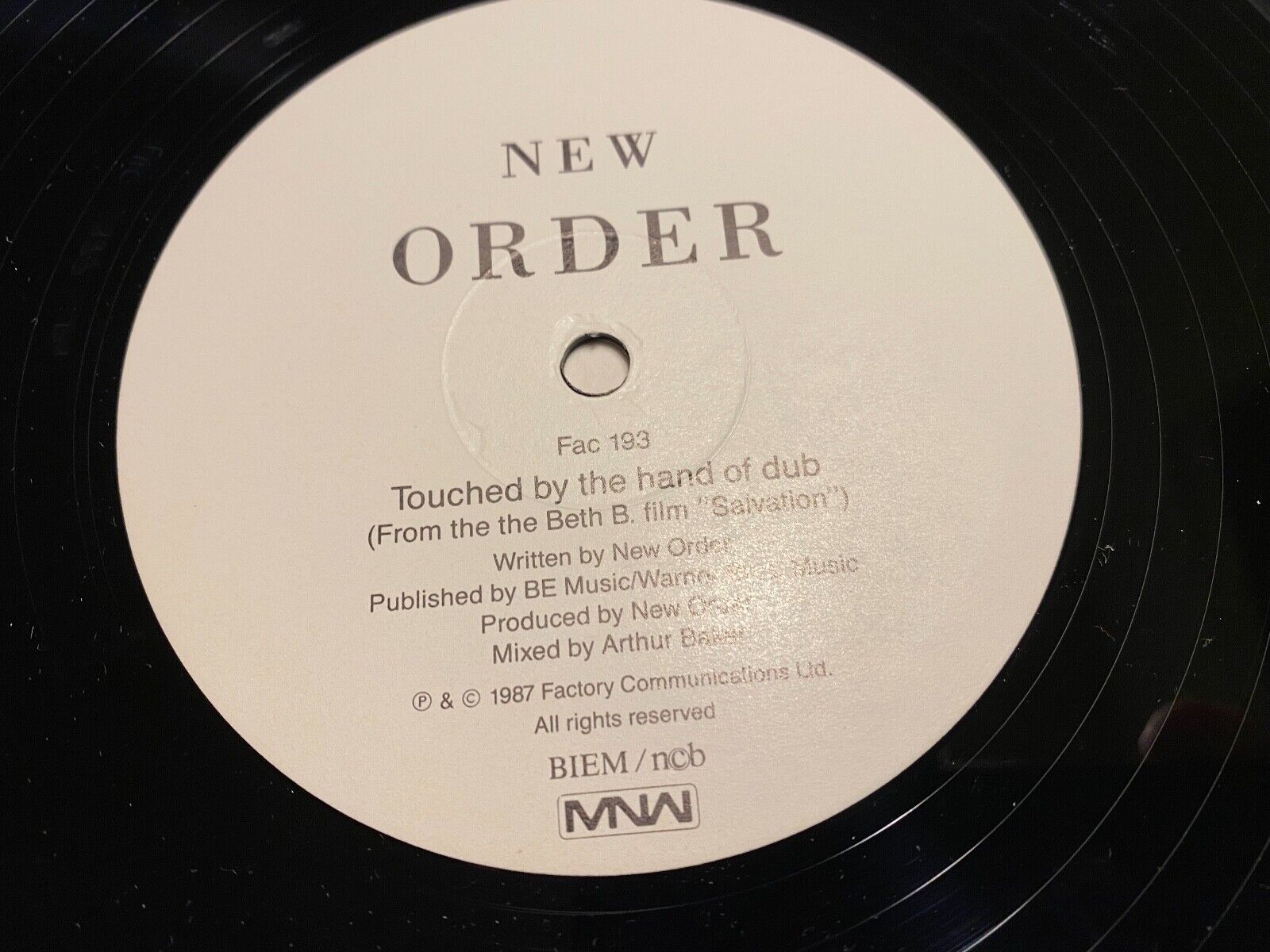 NEW ORDER "TOUCHED BY THE HANDS OF GOD" EXTENDED REMIX 1987 FACTORY RECORDS NCB*