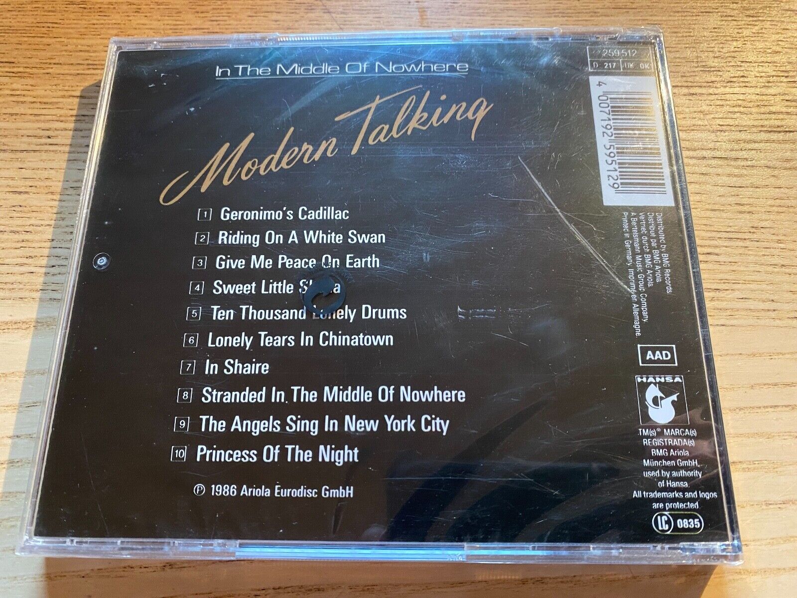 MODERN TALKING "IN THE MIDDLE OF NOWHERE" THE 4TH ALBUM 1986 AAD CD ALBUM SEALED