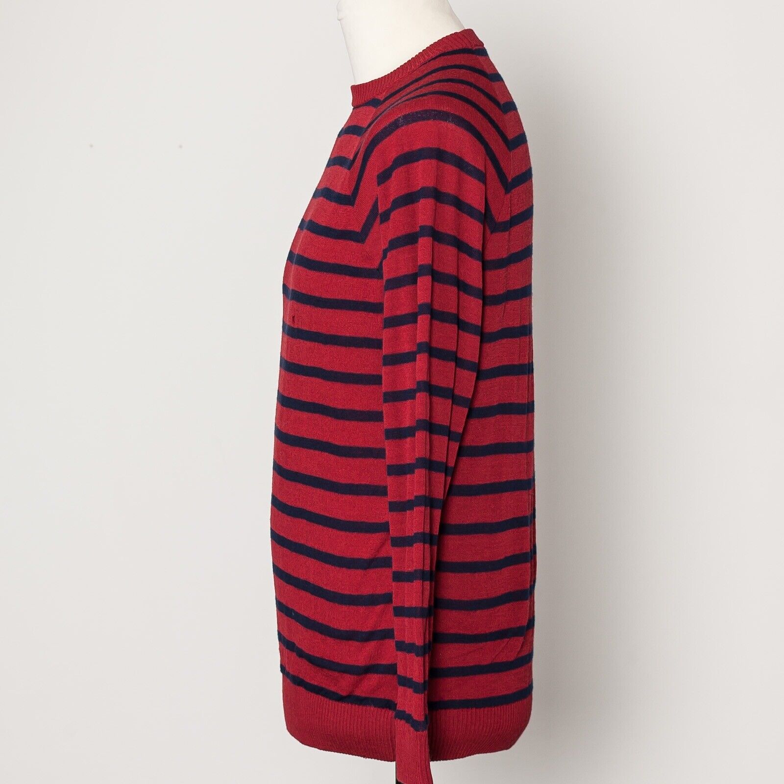 ZANONE Red Striped Crewneck Wool Sweater Slowear Italy Made Size 52