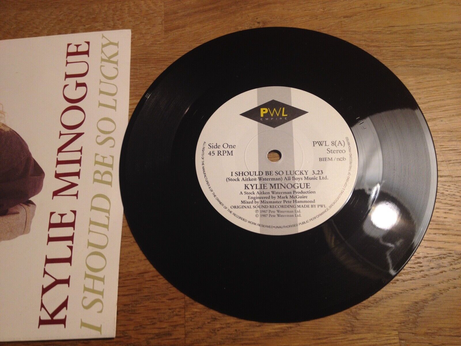 KYLIE MINOGUE "I SHOULD BE SO LUCKY" SWEDISH SINGLE NCB PWL RECORD 1987 BIEM/NCB