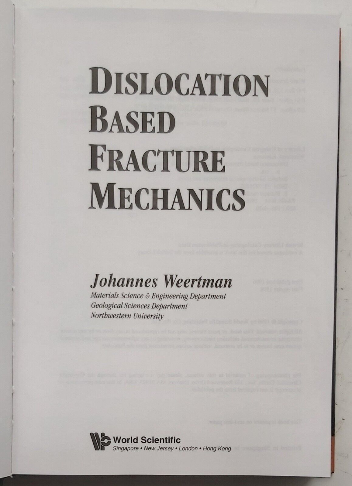 Dislocation Based Fracture Mechanics  (1996 HC)