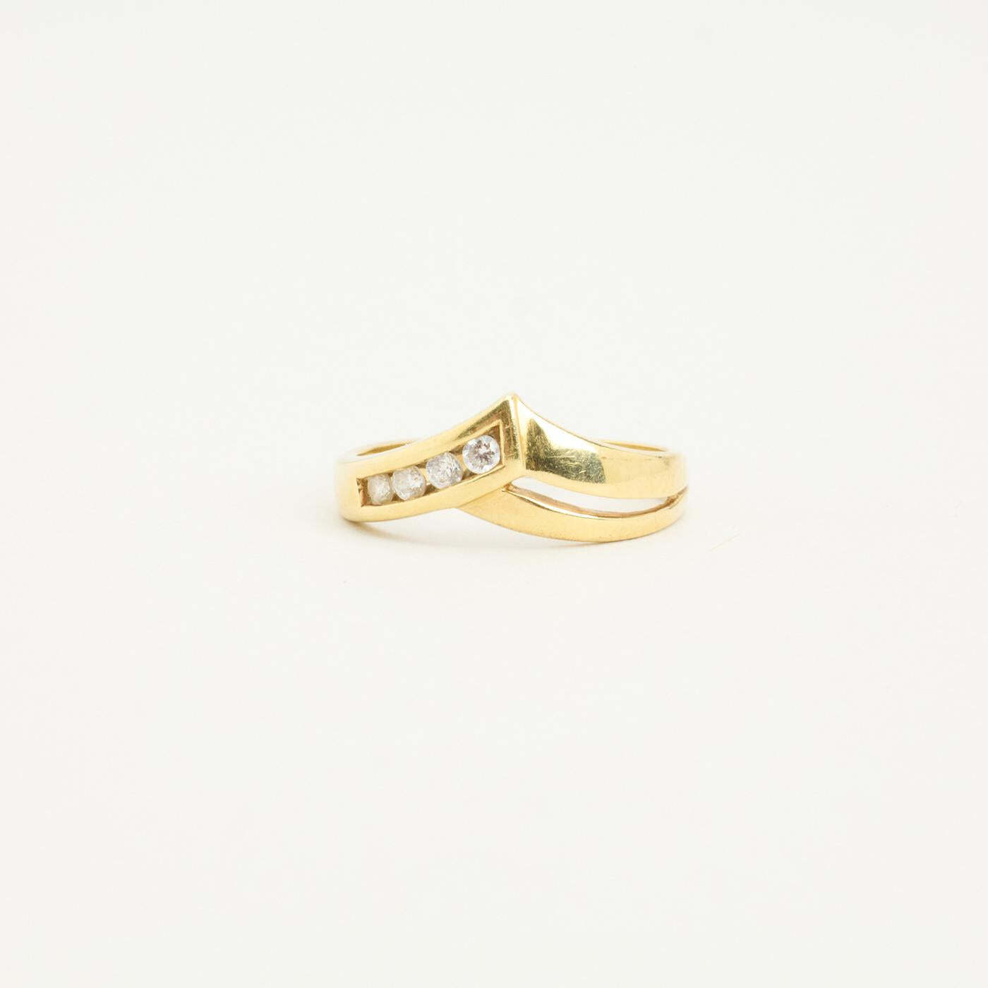 Ring with and zircon in 14K Gold size 6½ | Real Genuine Gold