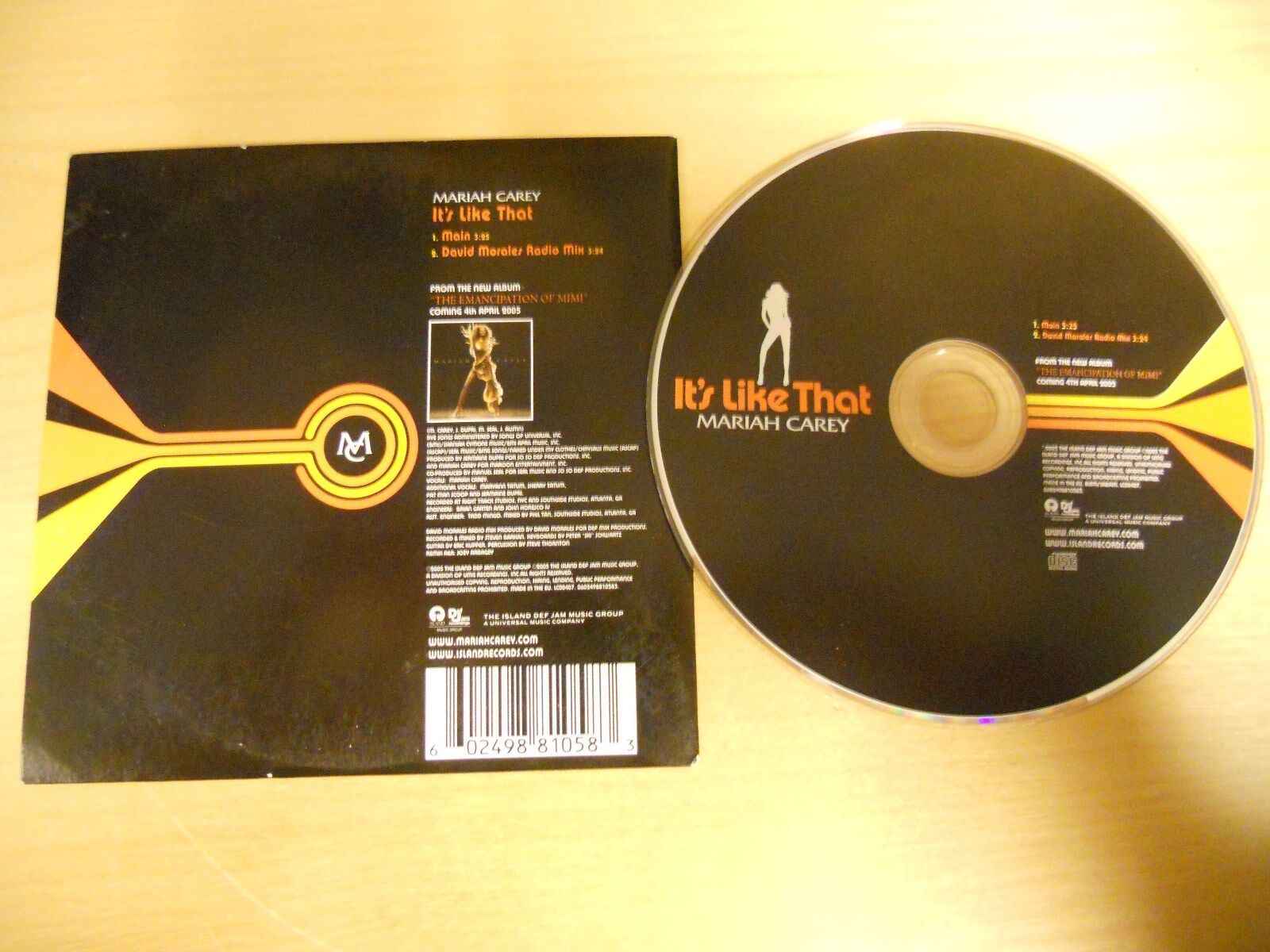 MARIAH CAREY ITS LIKE THAT 2 TRACKS DUTCH CD SINGLE 2005 MINI LP STYLE COVER OOP