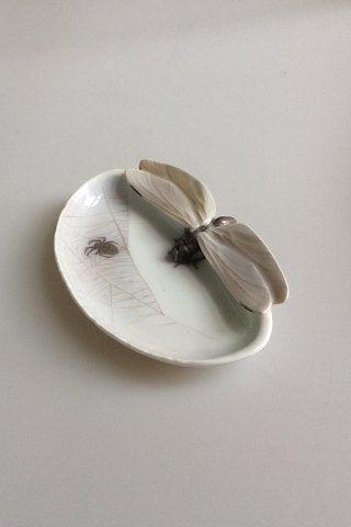 Royal Copenhagen Art Nouveau Dish with Dragonfly and spider No 3278