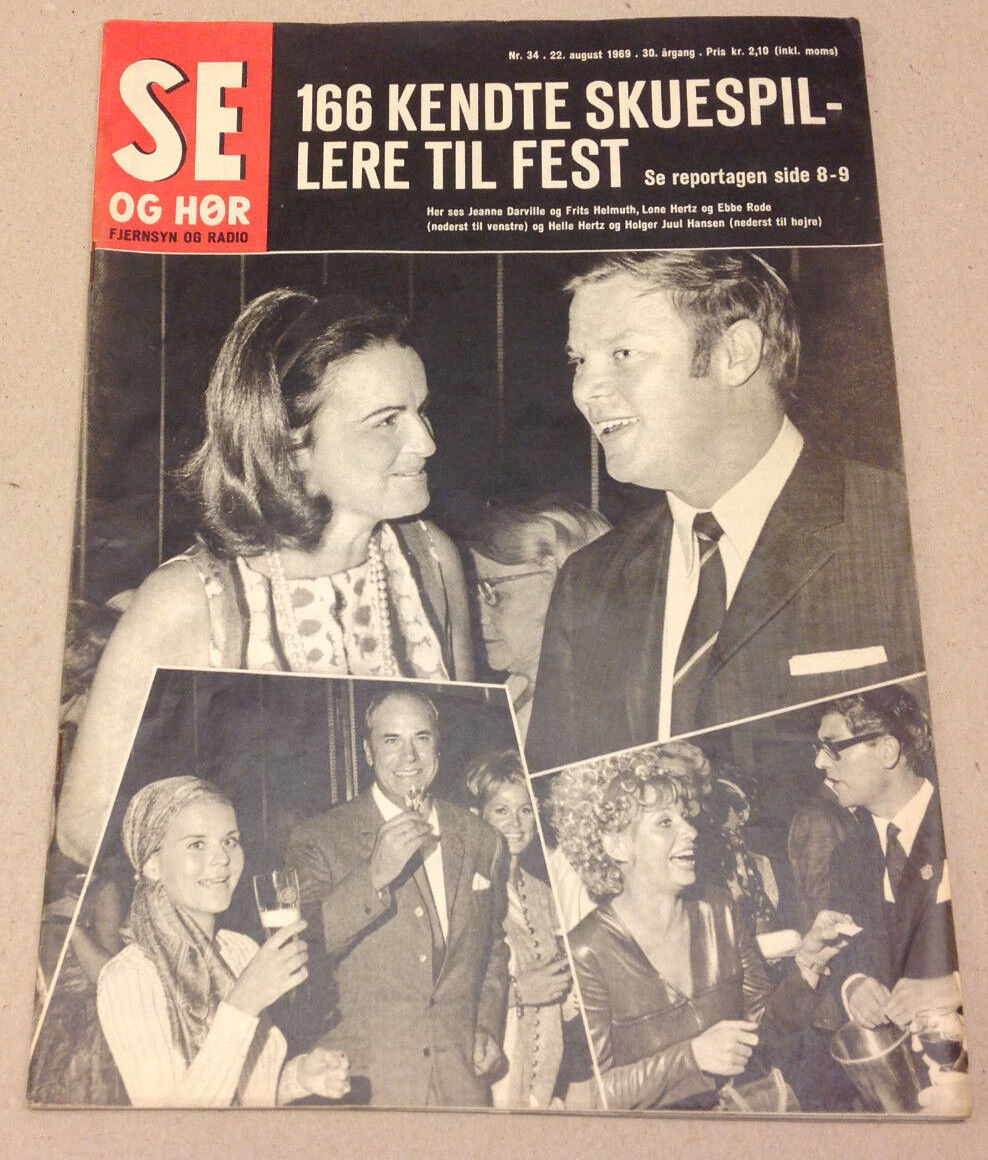 FRITS HELMUTH JEANNE DARVILLE ETC BIG PARTY IN COPENHAGEN  Danish Magazine 1969