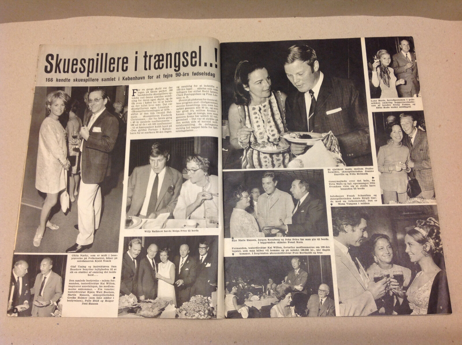 FRITS HELMUTH JEANNE DARVILLE ETC BIG PARTY IN COPENHAGEN  Danish Magazine 1969