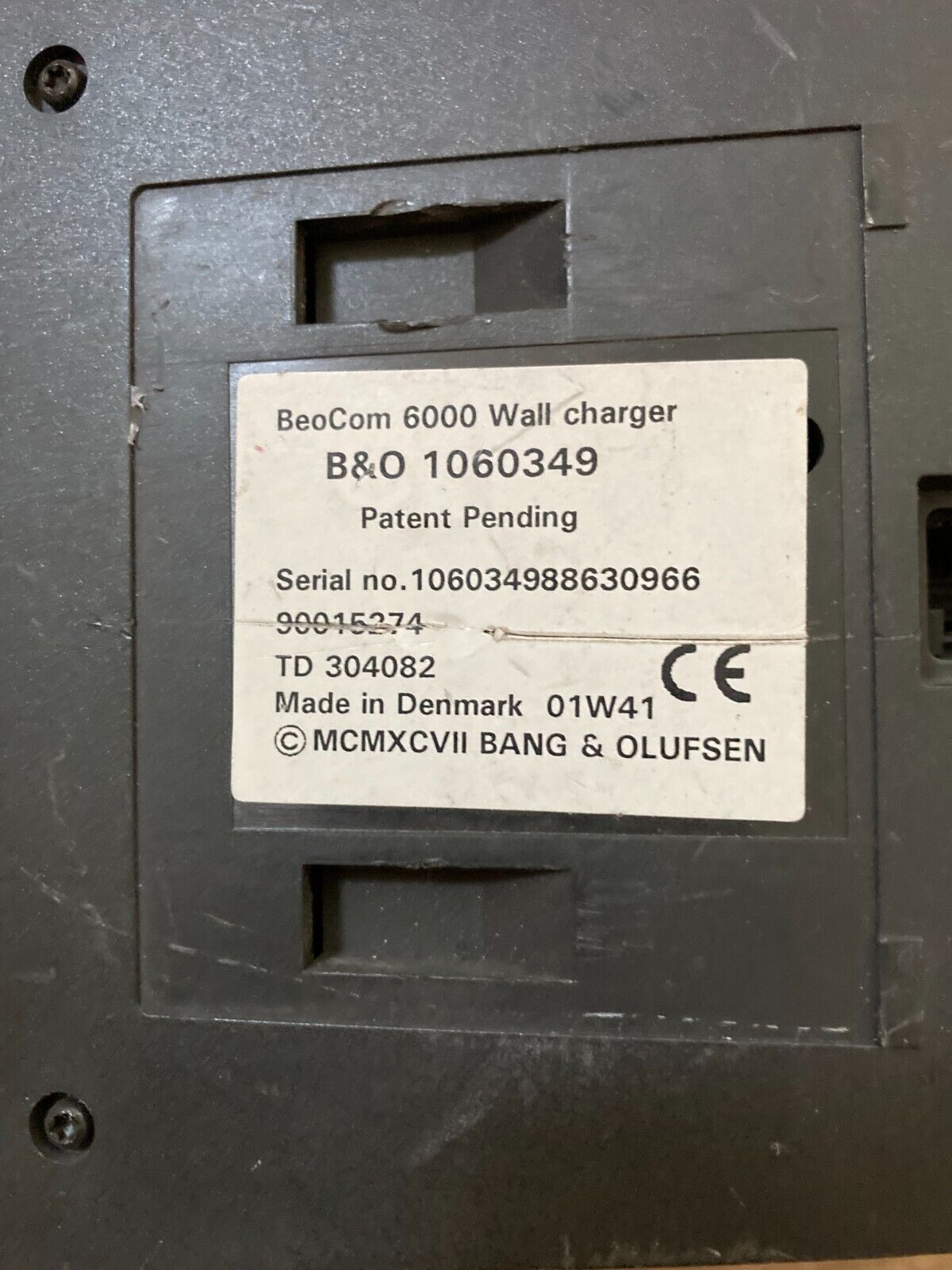 Bang  Olufsen BeoCom 6000 REPLACEMENT Wall Charger EU Plug NO PHONE