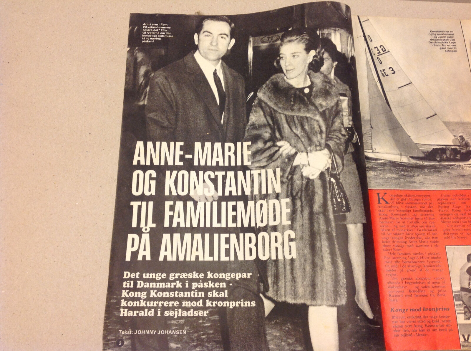 QUEEN ANNE-MARE AND KING CONSTANTINE GREECE +STERLING CRASH Danish Magazine 1972