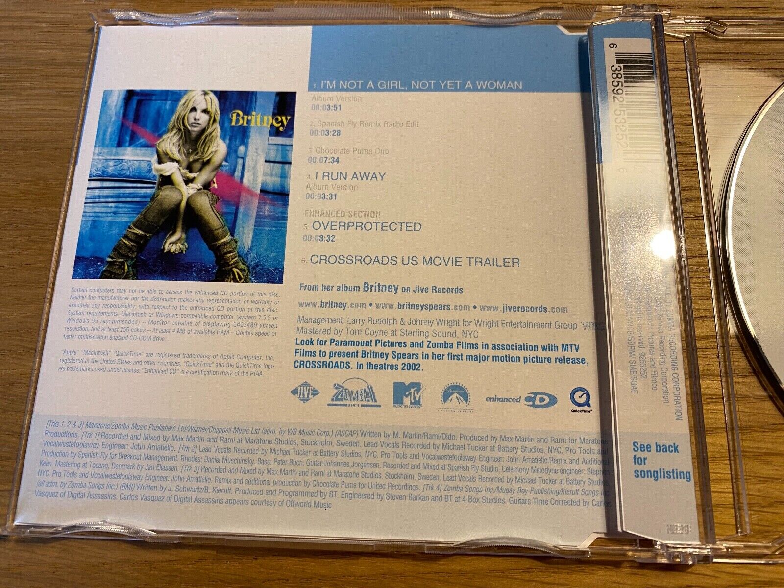 BRITNEY SPEARS "I´M NOT A GIRL NOT YET A WOMAN/I RUN AWAY" CD SINGLE ENHANCED**