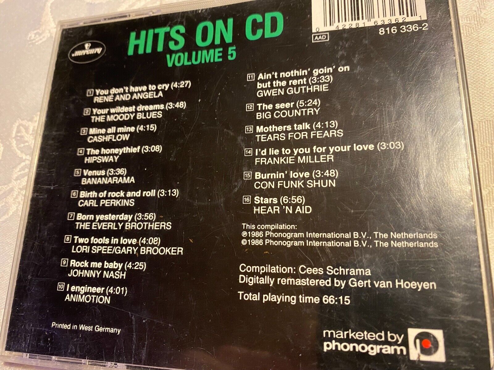 "HITS ON CD VOLUME 5" 1986 MERCURY RECORDS GERMAN 1 PRESS HEAR´N´AID BANANARAMA