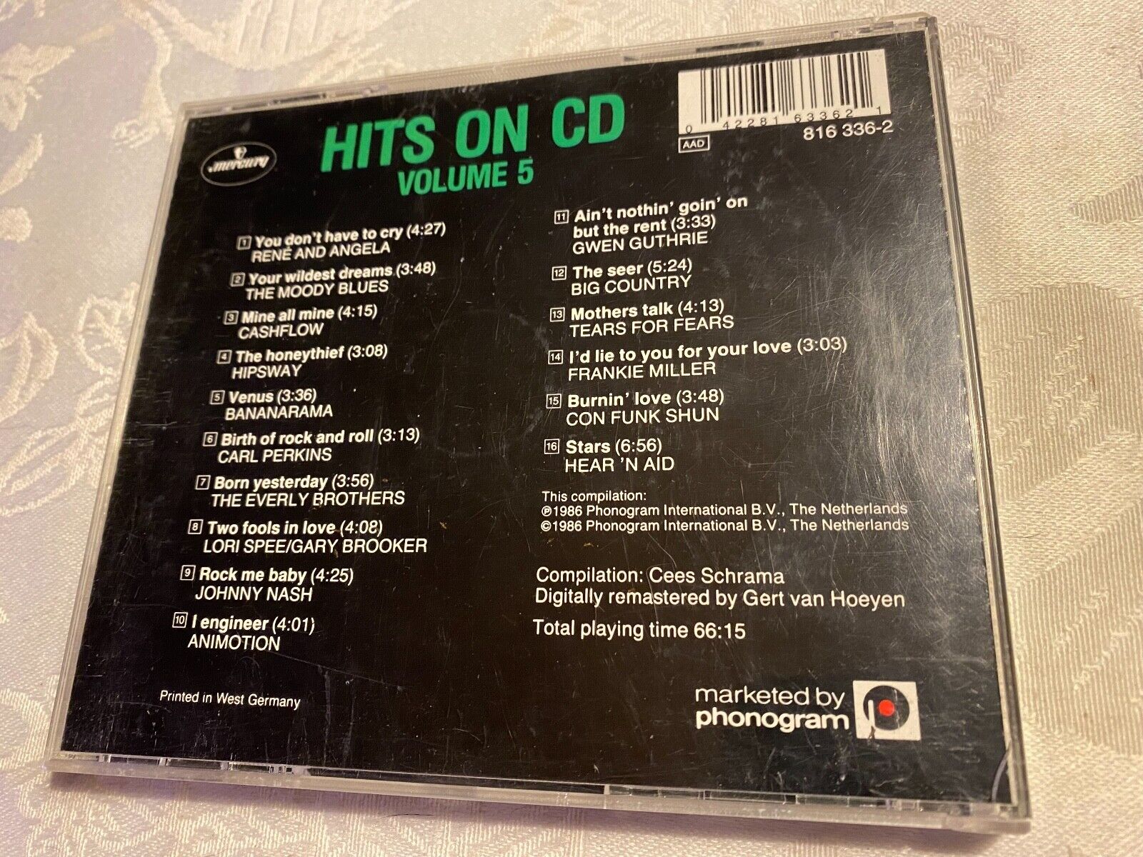 "HITS ON CD VOLUME 5" 1986 MERCURY RECORDS GERMAN 1 PRESS HEAR´N´AID BANANARAMA