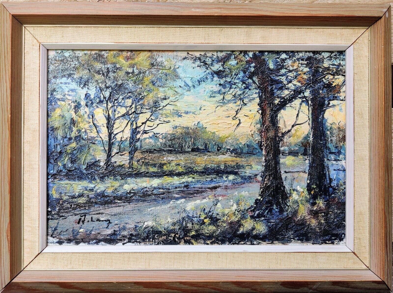 Axel Lang Olsen (1931) FOREST SCENE original oil painting low shipping!!