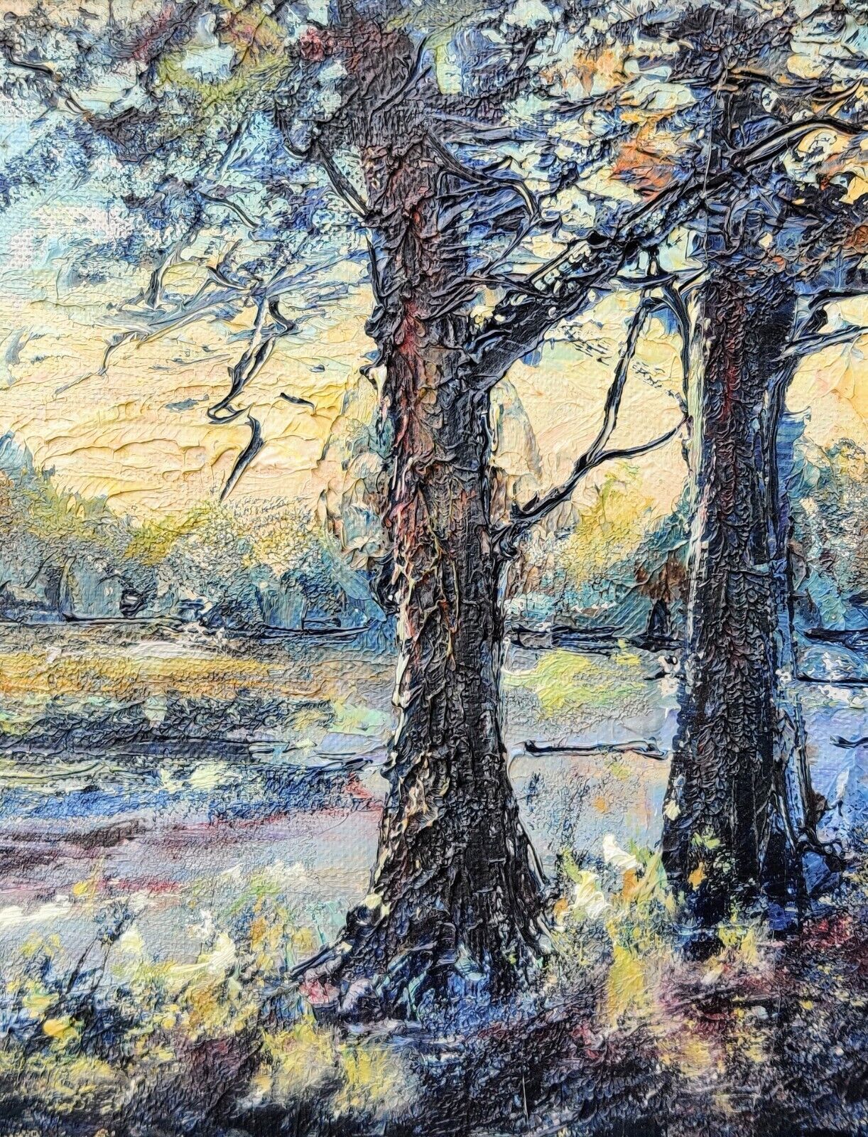 Axel Lang Olsen (1931) FOREST SCENE original oil painting low shipping!!