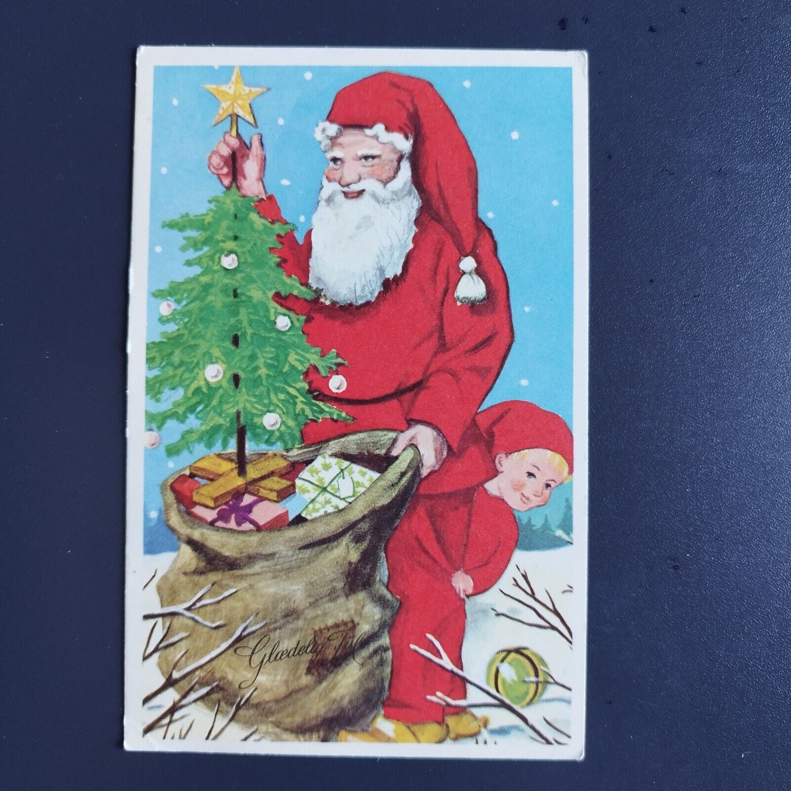 Vintage and collectible Danish Christmas card Posted  in 1960-no 124 x