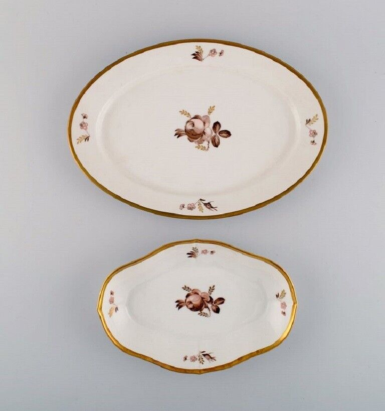 Two Royal Copenhagen Brown Rose serving dishes 1960s