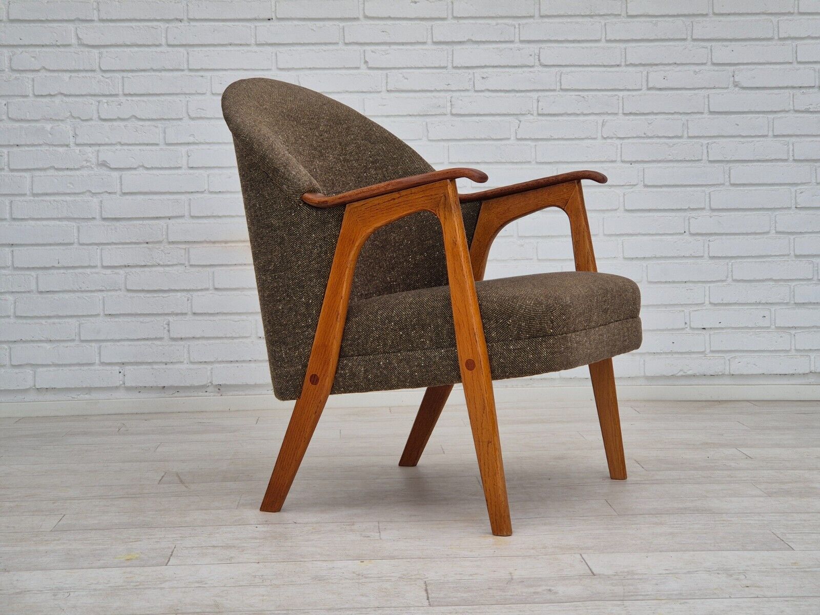 1960s Danish armchair furniture wool/cotton fabric teak wood