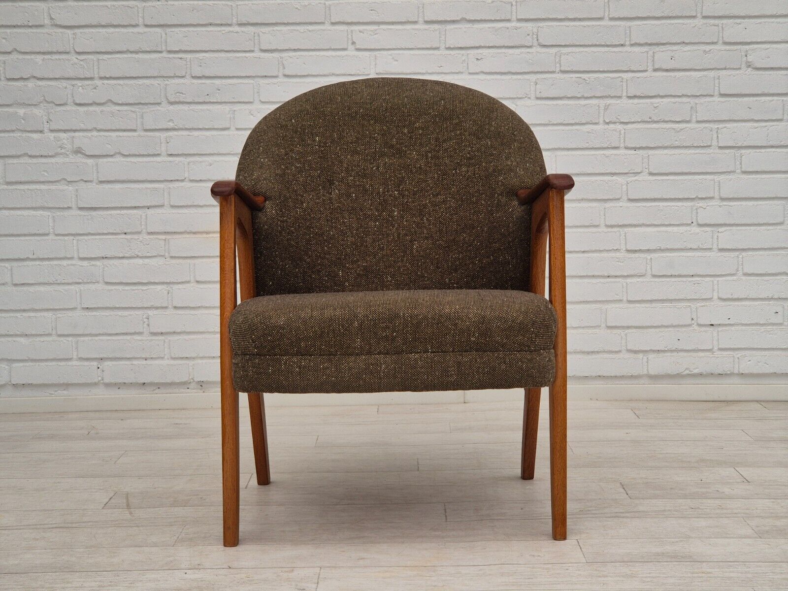 1960s Danish armchair furniture wool/cotton fabric teak wood