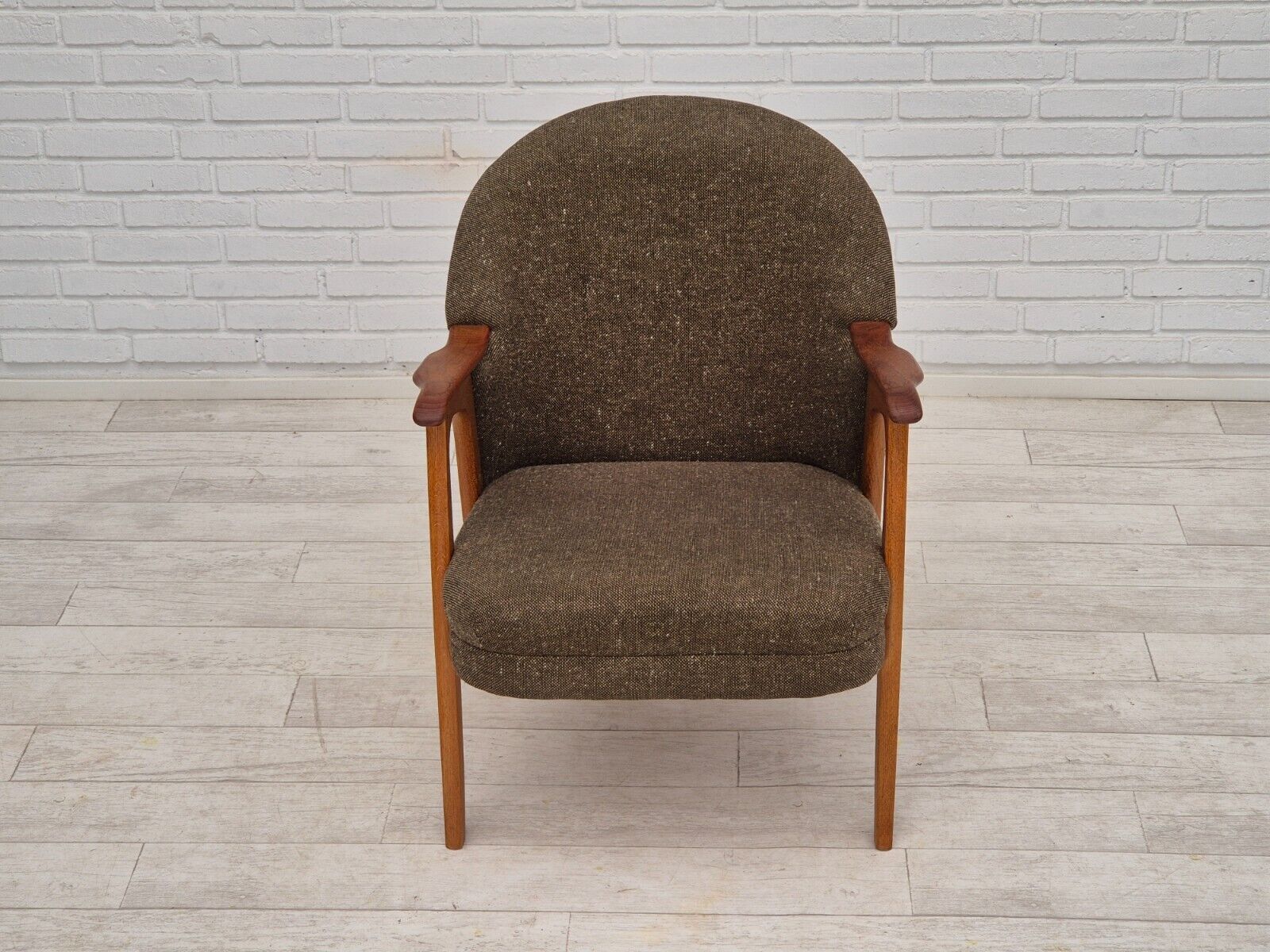 1960s Danish armchair furniture wool/cotton fabric teak wood