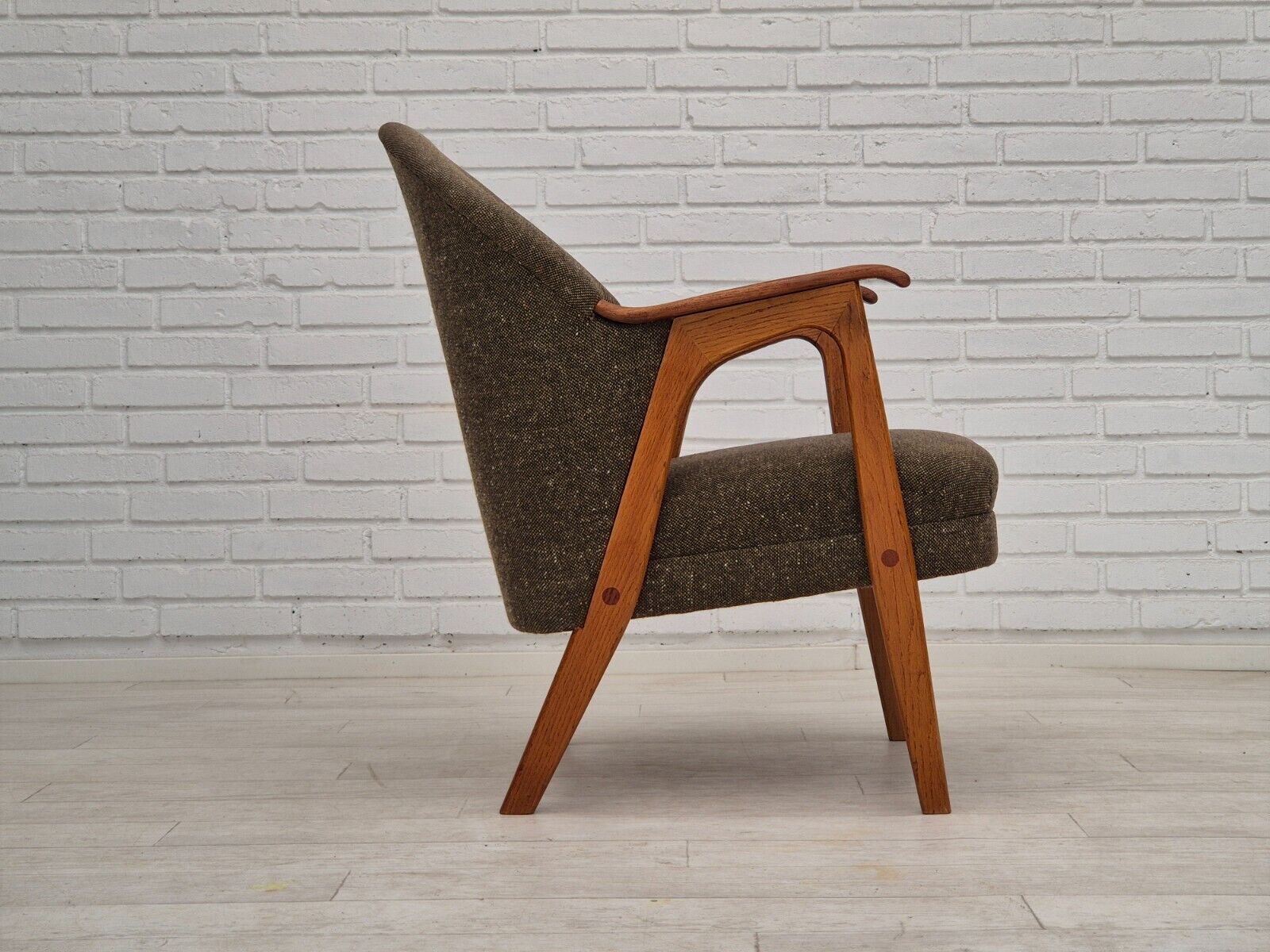 1960s Danish armchair furniture wool/cotton fabric teak wood