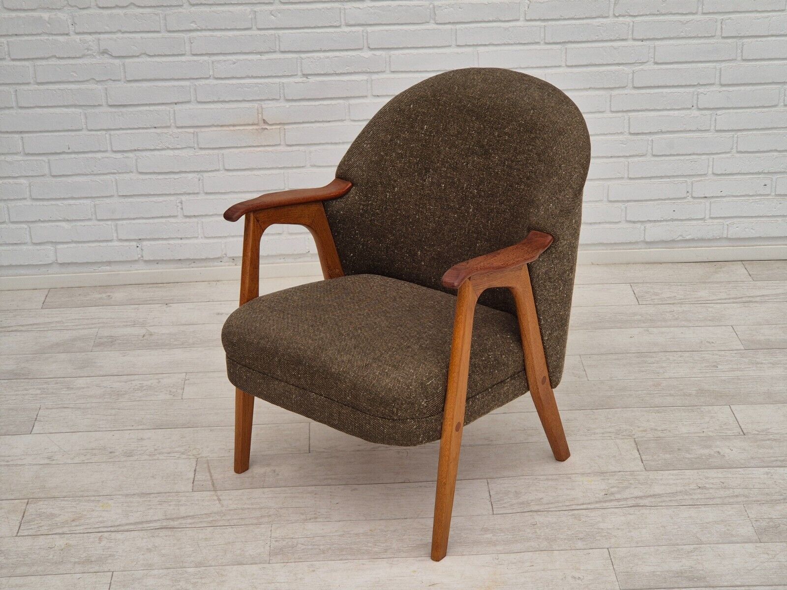 1960s Danish armchair furniture wool/cotton fabric teak wood