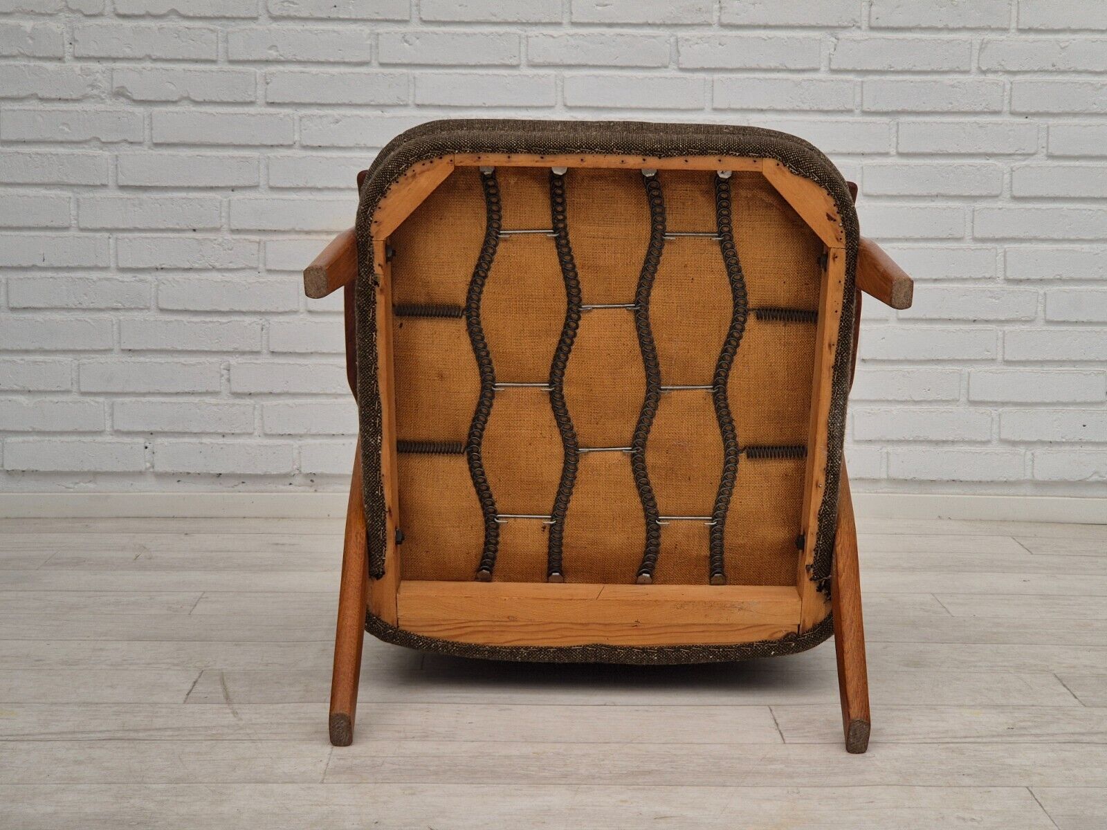 1960s Danish armchair furniture wool/cotton fabric teak wood