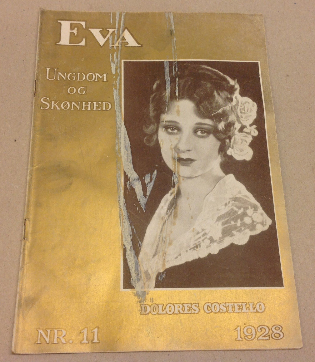 Dolores Costello Art Deco Antique 1928 Original Danish Vintage Magazine "EVA"