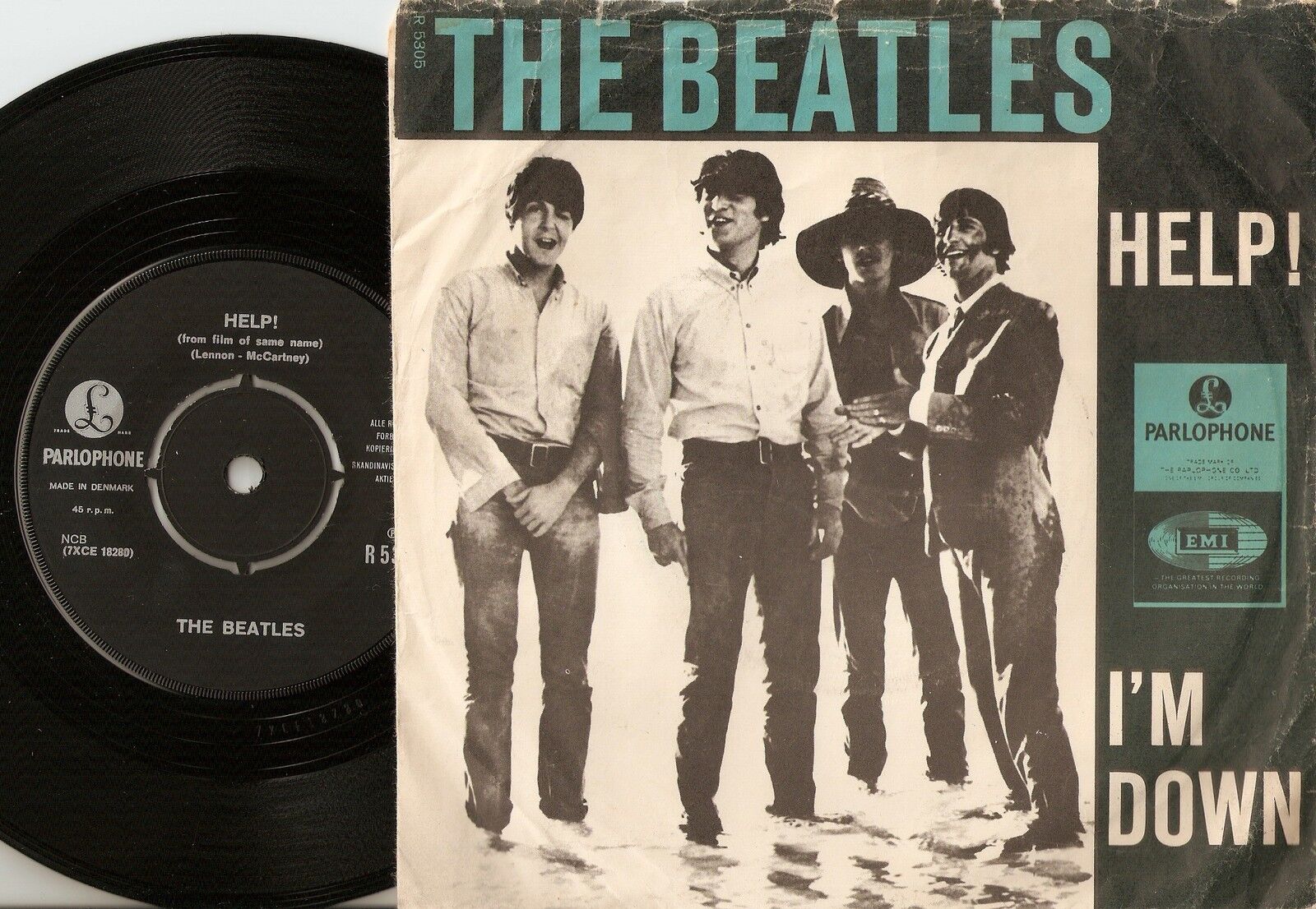 THE BEATLES HELP!  I`M DOWN DANISH 45+PS 1965 LENNON McCARTNEY