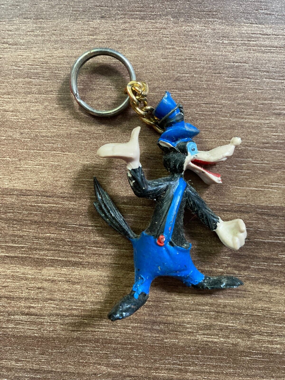 Vintage Big Bad Wolf Disney Keychain Ring Classic Cartoon Character