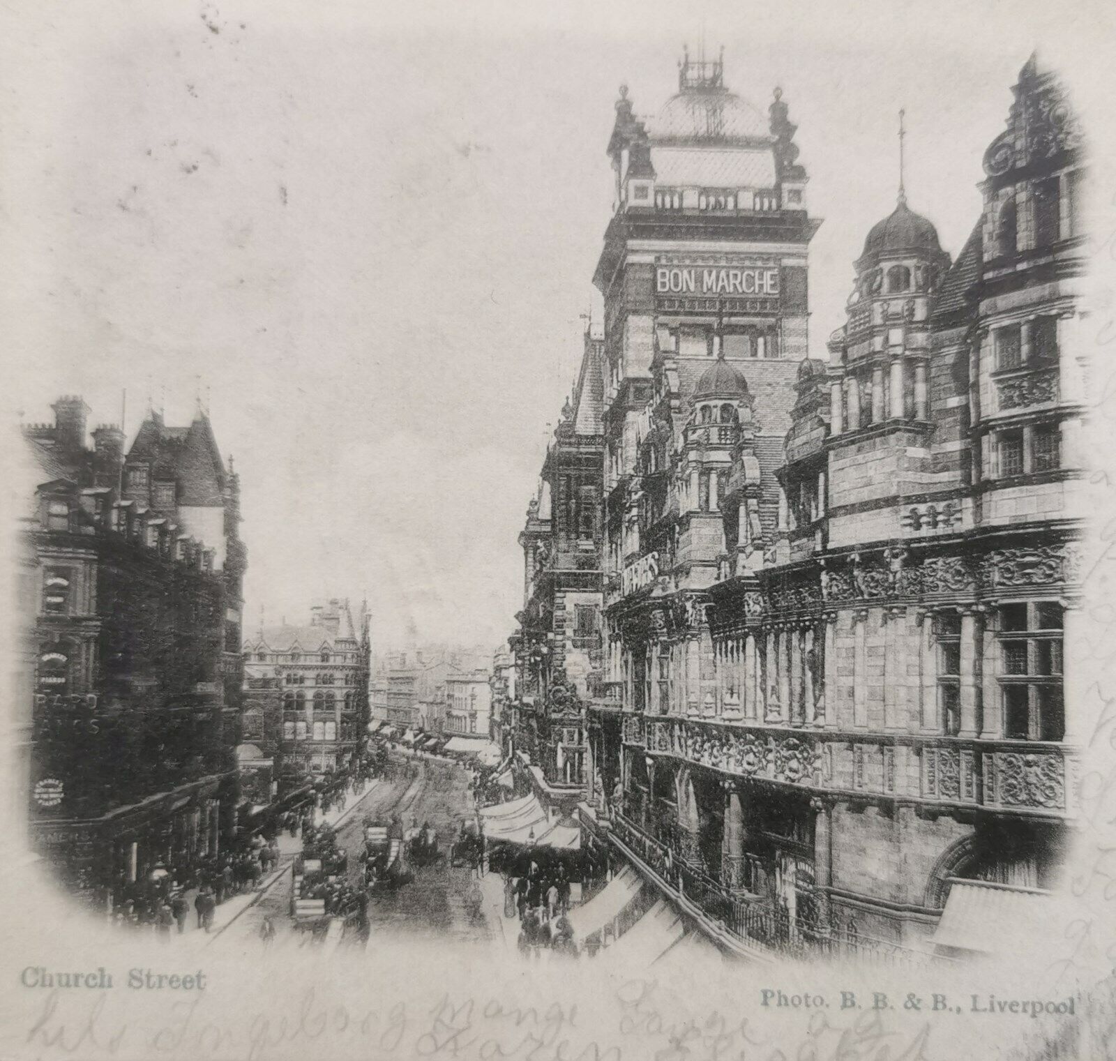 Vintage postcard: Church Street Liverpool Mailed to Denmark in 1902  pok1108