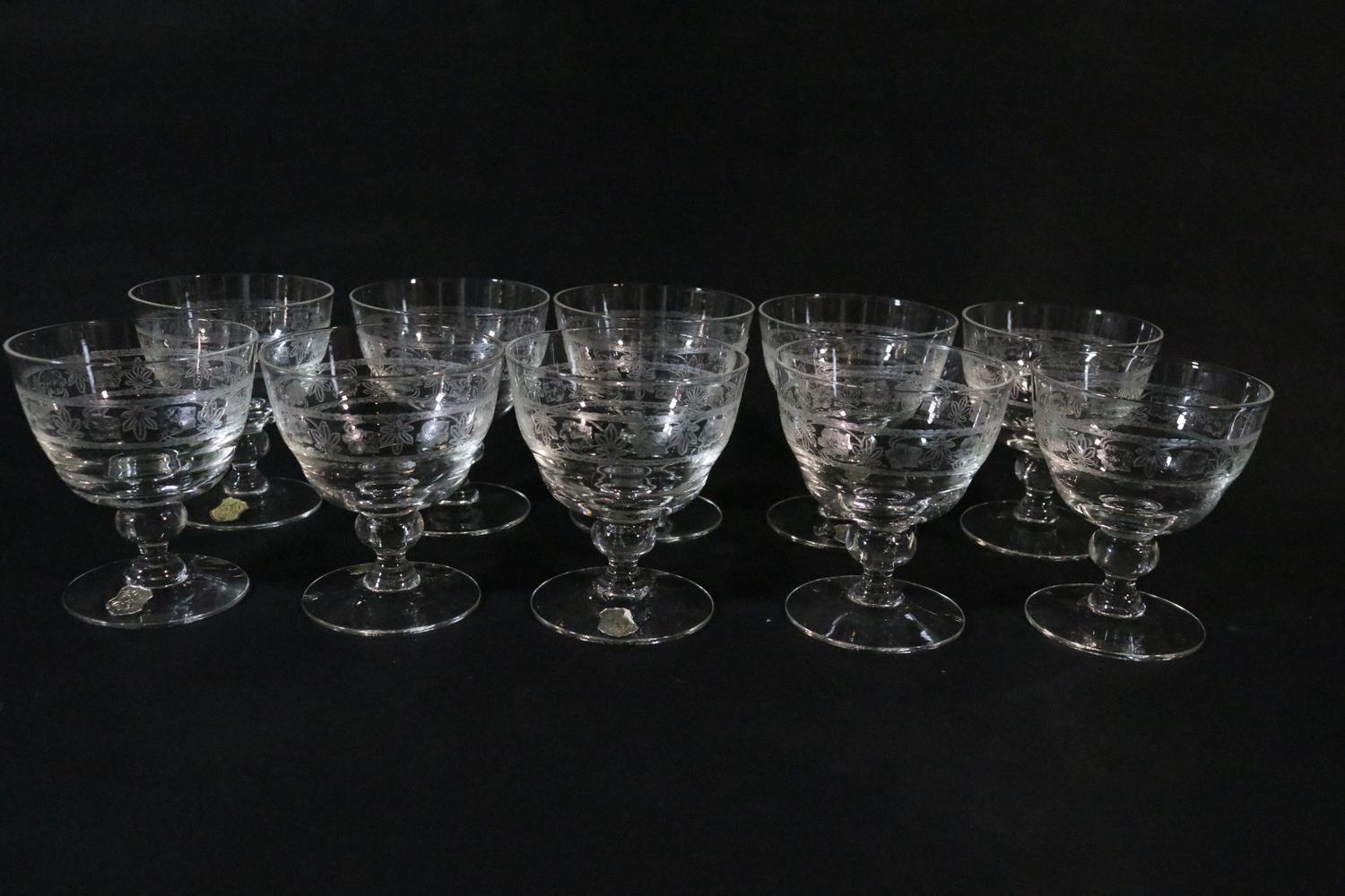 10 engraved glasses - Åfors glass factory probably Edvin Ollers