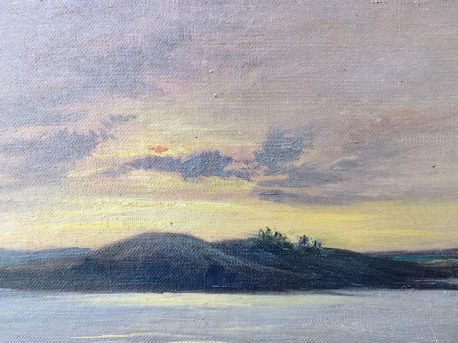 Hugo Petersen (1876-1962): SUNRISE OVER THE BAY original oil painting