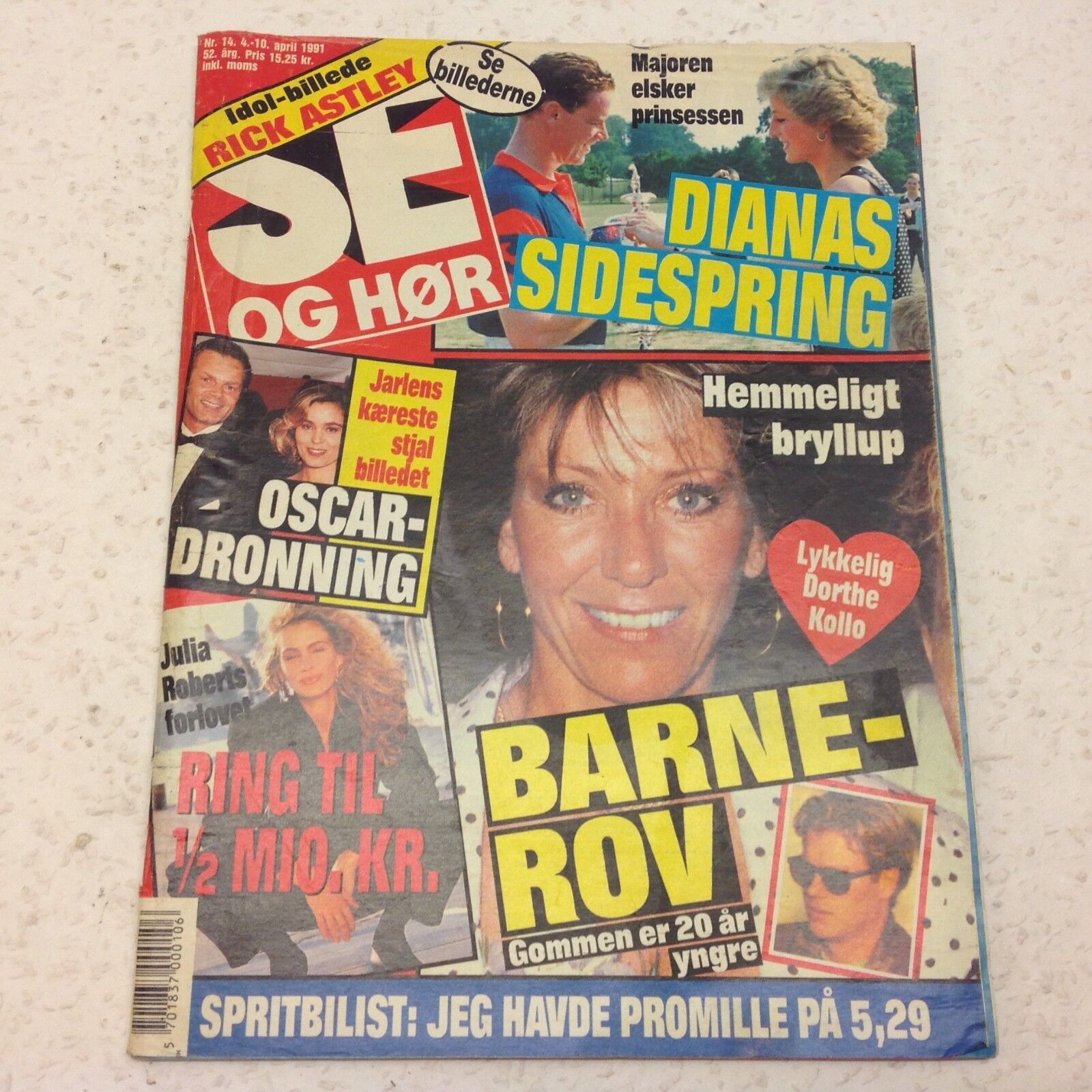 Julia Roberts Princess Diana Front Cover Vtg Danish Magazine 1991 "Se og Hoer"