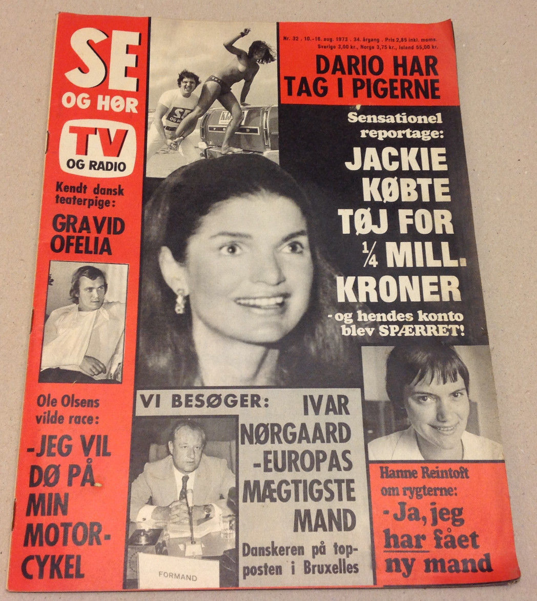 JACKIE KENNEDY JACKIE ONASSIS SPENDING ALOT OF MONEY ON VTG Danish Magazine 1973